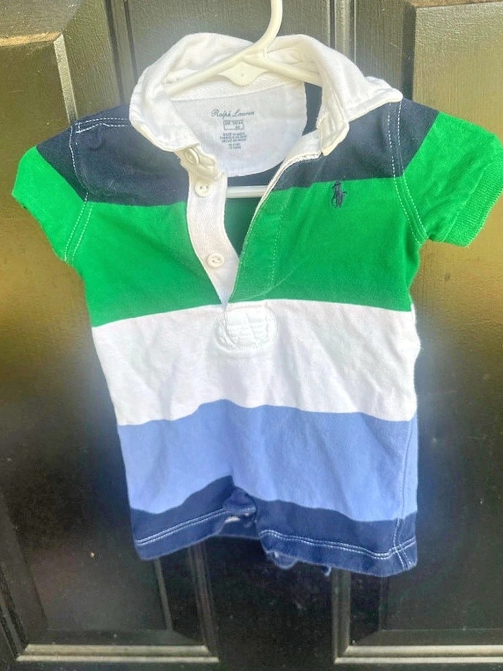 Ralph Lauren Striped Cotton Polo Romper Color Block Baby 3M